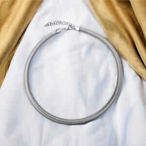 NWT 18K karat white gold plated flat snake chain necklace jewelry B3A